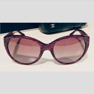 CHANEL CatEye Velvet Violet Stripe Sunglasses NWOT